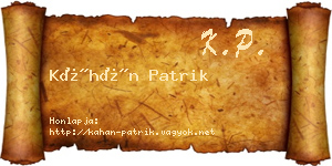 Káhán Patrik névjegykártya